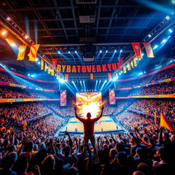 A vibrant and exciting cover image for a Facebook page themed around an arena breakout