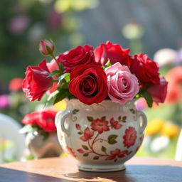 A stunningly crafted vessel made of fine porcelain, elegantly adorned with intricate designs