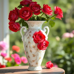 A stunningly crafted vessel made of fine porcelain, elegantly adorned with intricate designs