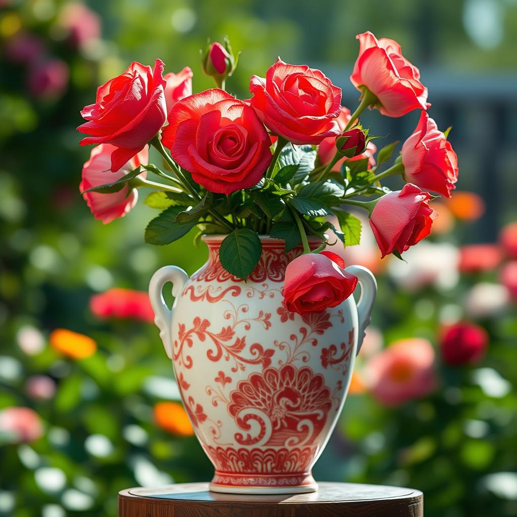 A stunningly crafted vessel made of fine porcelain, elegantly adorned with intricate designs