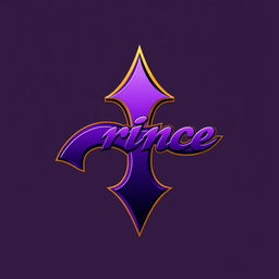 A stylized logo design inspired by the iconic Prince symbol, featuring bold, flowing curves and sharp angles