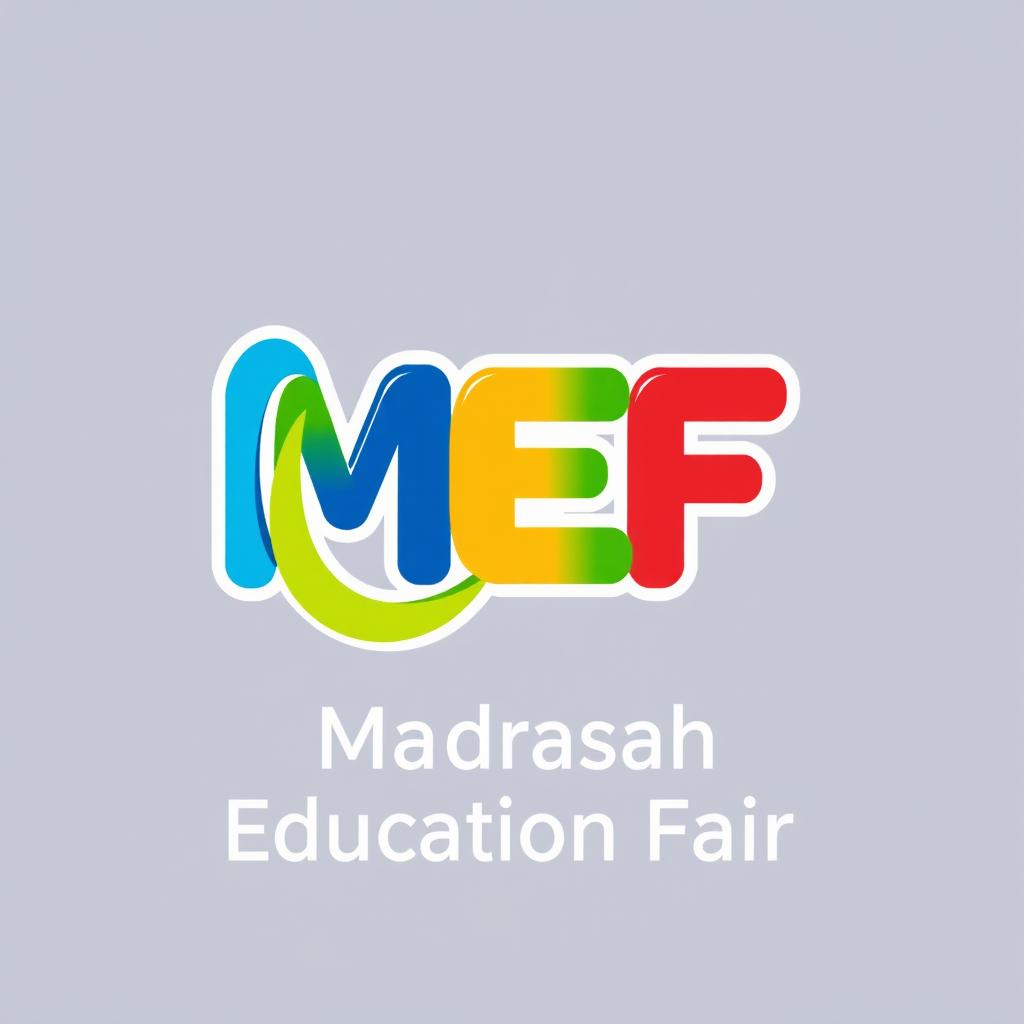 A unique logo design featuring the letters 'MEF' (Madrasah Education Fair) in a colorful and vibrant style