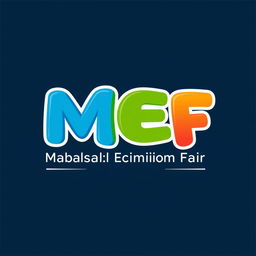 A unique logo design featuring the letters 'MEF' (Madrasah Education Fair) in a colorful and vibrant style