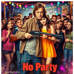 A vibrant and eye-catching movie poster that captures the tension and humor of a festive situation