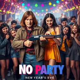 A vibrant and eye-catching movie poster that captures the tension and humor of a festive situation