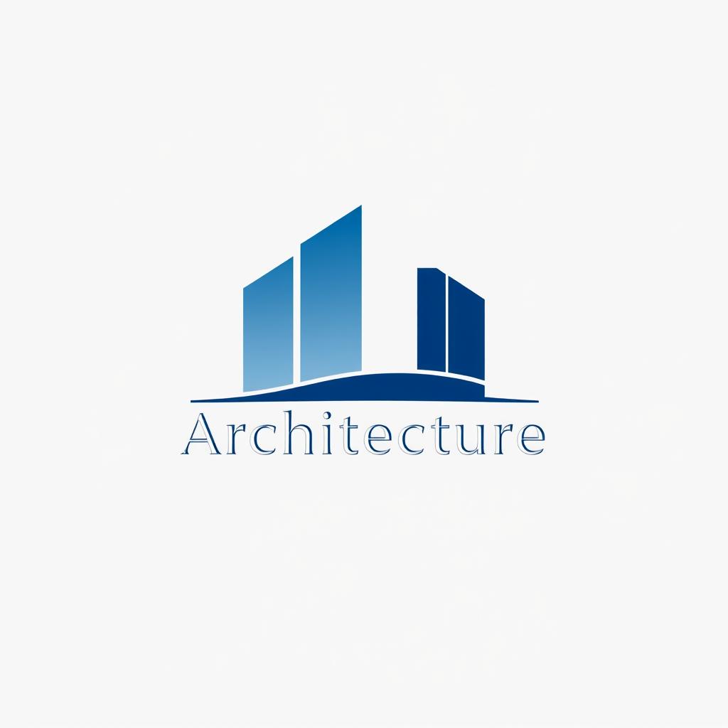 An elegant and modern logo design for an architecture company, featuring a stylized building silhouette combined with geometric shapes