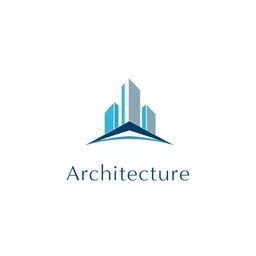 An elegant and modern logo design for an architecture company, featuring a stylized building silhouette combined with geometric shapes
