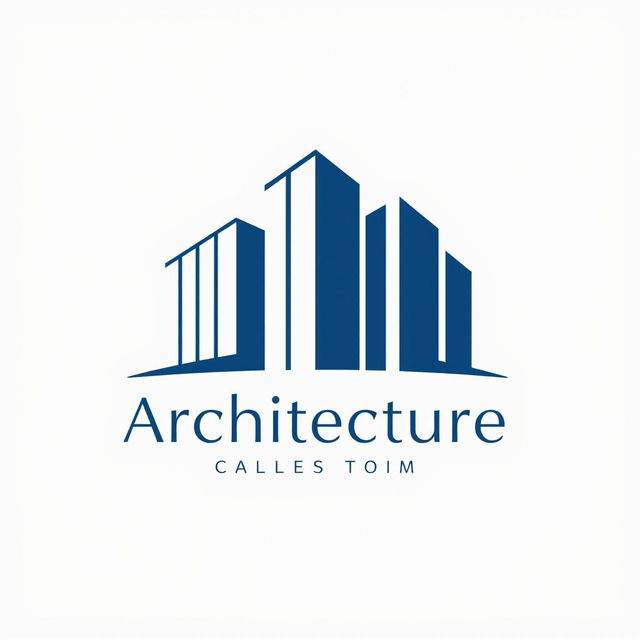 An elegant and modern logo design for an architecture company, featuring a stylized building silhouette combined with geometric shapes