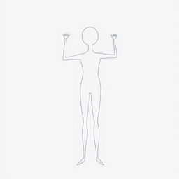 A simplistic figure drawing, featuring a basic humanoid shape with minimalistic details