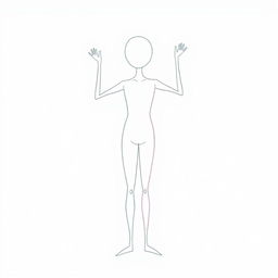 A simplistic figure drawing, featuring a basic humanoid shape with minimalistic details