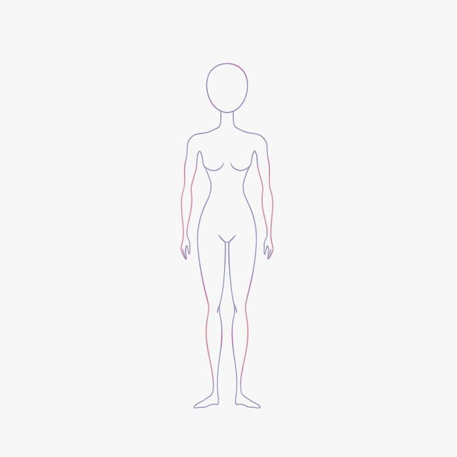 A simplistic figure drawing, featuring a basic humanoid shape with minimalistic details