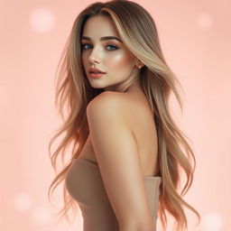 A beautiful woman with a pale skin tone, showcasing an alluring and confident pose