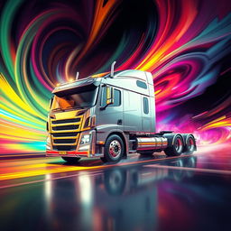 A stunning 4D background featuring a powerful H540 truck, showcasing dynamic shapes and vivid colors that create an illusion of depth and movement