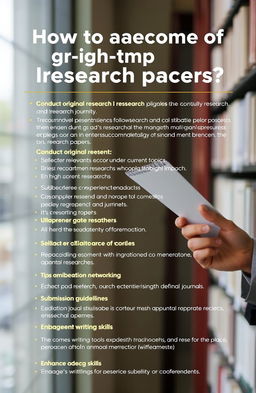 How to become an author of high-impact research papers? This includes strategies for conducting original research, selecting relevant and current topics, following proper methodologies, collaborating with experienced researchers, and adhering to submission guidelines of high-impact journals