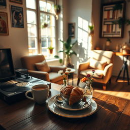 A stunning aesthetic photo capturing a cozy coffee shop interior with warm ambient lighting