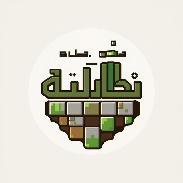 A logo design for a group named 'الفآر' that incorporates the text 'ماین کرافت'