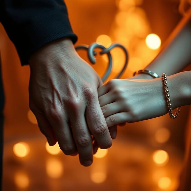 A close-up view of two hands, one belonging to a boy and the other to a girl, gently holding each other