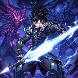 A striking illustration capturing a powerful character from a fantasy anime, inspired by the visual style of 'Solo Leveling'
