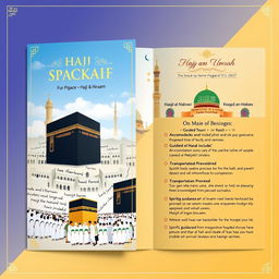 A beautifully designed brochure for a Hajj and Umrah package