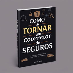 A professional and confident eBook cover for 'Como se Tornar um Corretor de Seguros', featuring a dark theme with a rich color palette