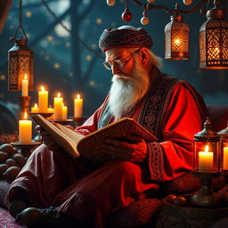 A majestic depiction of the renowned Persian poet Hafez Shirazi, captured during the enchanting night of Shab-e Yalda