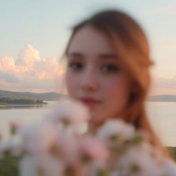 A dreamy, aesthetic photography scene featuring soft colors and gentle lighting