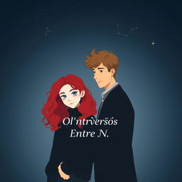 A minimalistic book cover for the novel 'O Universo Entre Nós