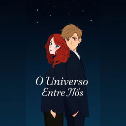 A minimalistic book cover for the novel 'O Universo Entre Nós