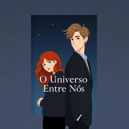 A minimalistic book cover for the novel 'O Universo Entre Nós