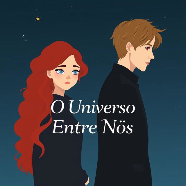 A minimalistic book cover for the novel 'O Universo Entre Nós