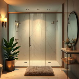 An elegant bathroom setting showcasing a luxurious shower experience