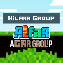 A creative logo design for the "Alfar Group" featuring a Minecraft theme