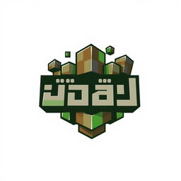 A graphic logo design for a group named 'الفار' featuring elements inspired by the game 'Minecraft'
