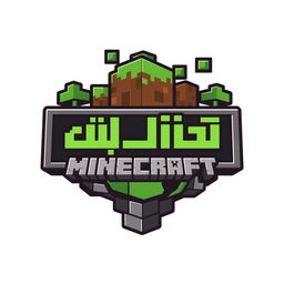 A graphic logo design for a group named 'الفار' featuring elements inspired by the game 'Minecraft'
