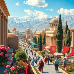 A vibrant and imaginative depiction of Iran in 2023 as if the Achaemenid Empire (Persian Empire) still existed