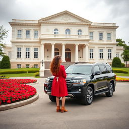 On a cloudy day, a majestic two-story neoclassical hall featuring a cream-white facade stands gracefully