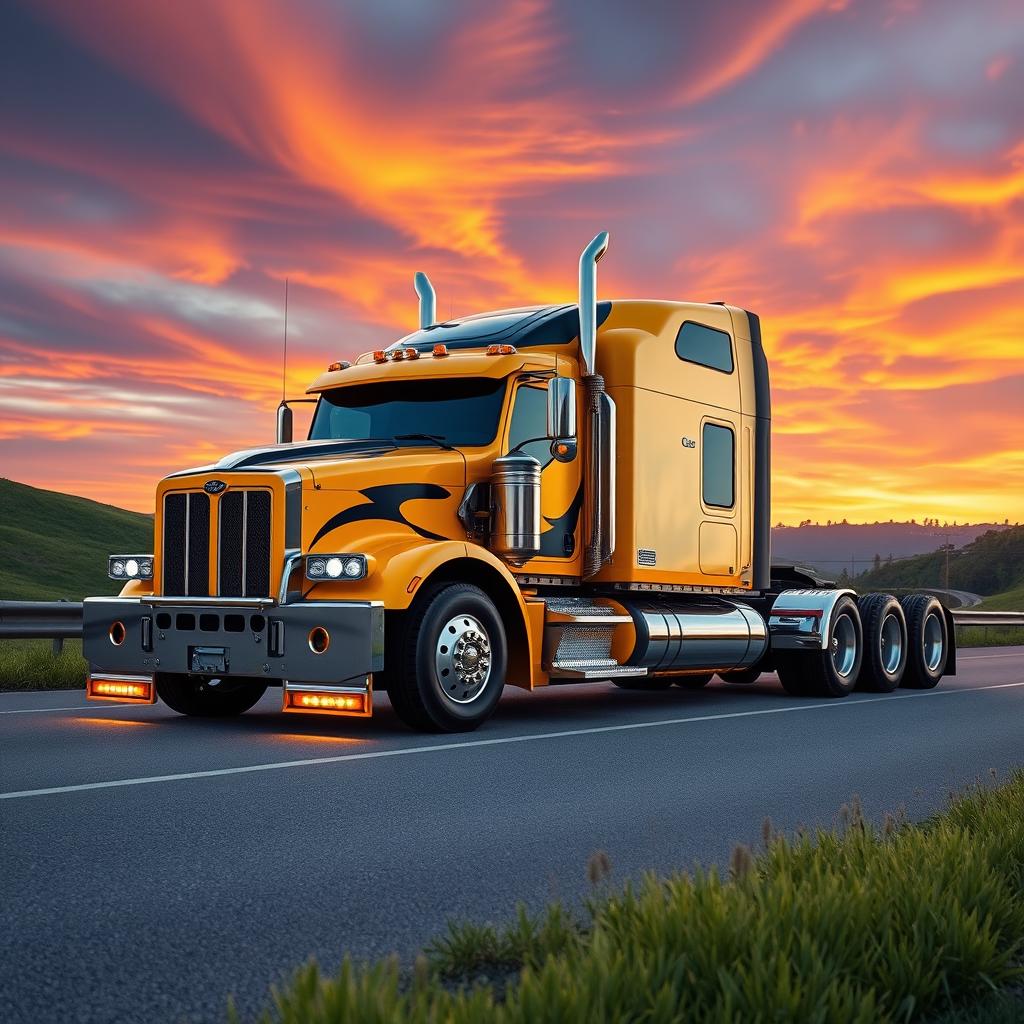 A semi-truck version of Bumblebee Prime in the style of a Chevrolet Camaro