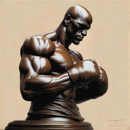 A high-quality painting featuring a statue similar to 'The Boxer at Rest'