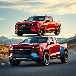 A bold and innovative concept vehicle that combines the sleek design of a Chevrolet Camaro with the rugged capability of a pickup truck