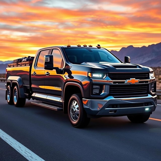 A 2024 Chevrolet Silverado, designed as a semi-truck, showcasing its powerful exterior and sleek design