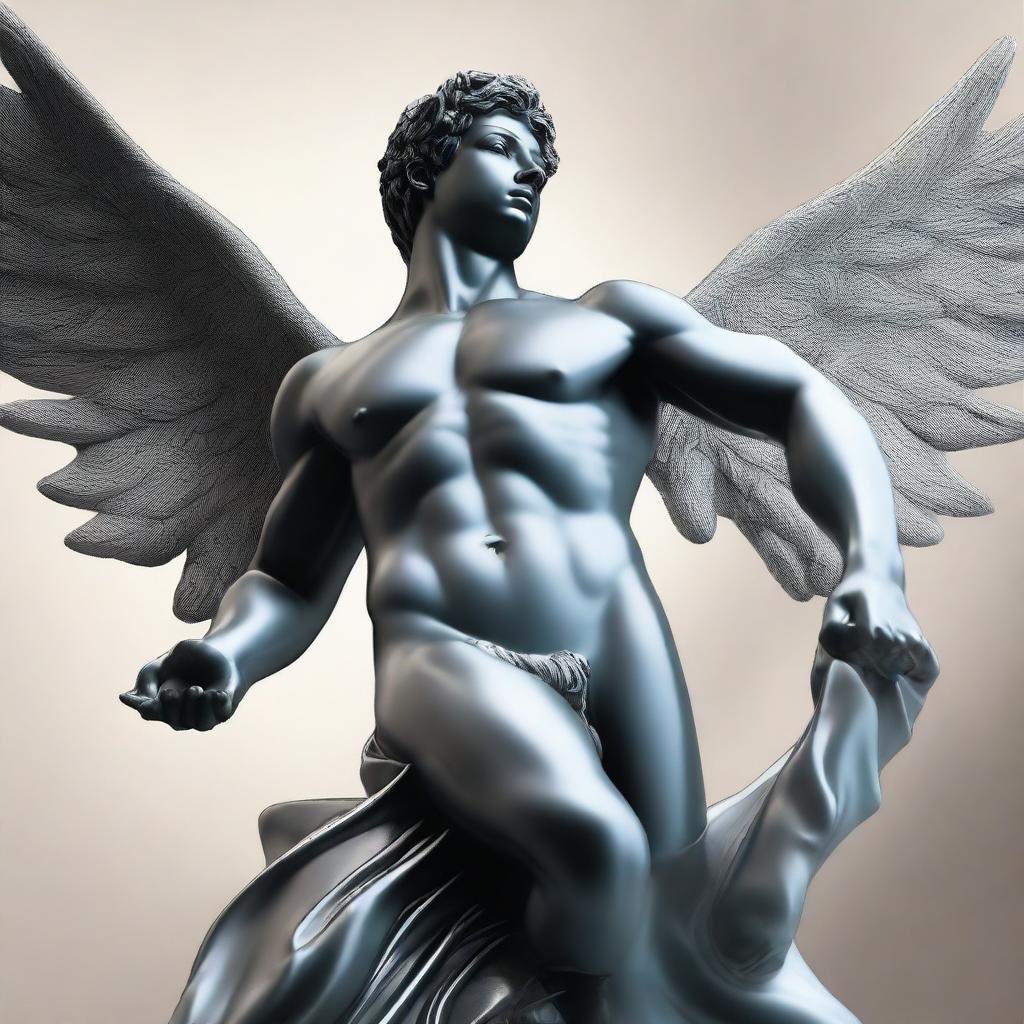 A high-quality digital art piece featuring a statue that bears a striking resemblance to 'Ex Nihilo'