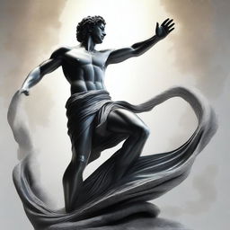 A high-quality digital art piece featuring a statue that bears a striking resemblance to 'Ex Nihilo'