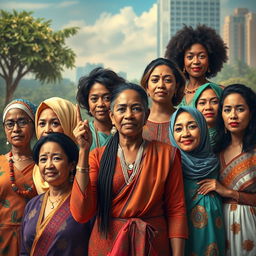 A powerful and inspiring portrait of women from various cultures, showcasing their strength and determination