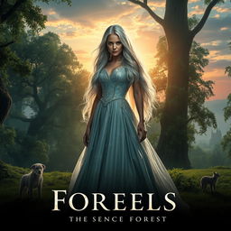 A captivating film poster featuring a striking, mysterious and romantic scene set in an ancient magical forest