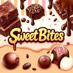A vibrant and appealing template design for a dessert stall named 'Sweet Bites'