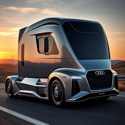 A state-of-the-art semi-truck inspired by Audi's elegant and sporty design philosophy