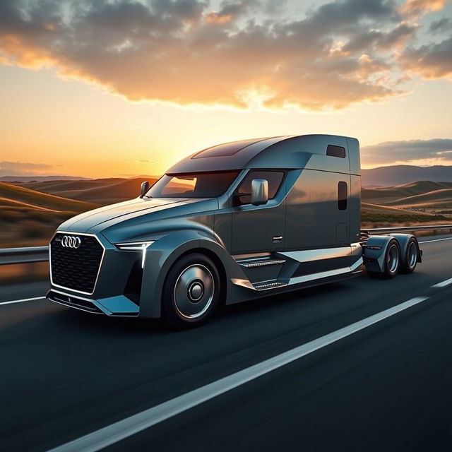 A state-of-the-art semi-truck inspired by Audi's elegant and sporty design philosophy