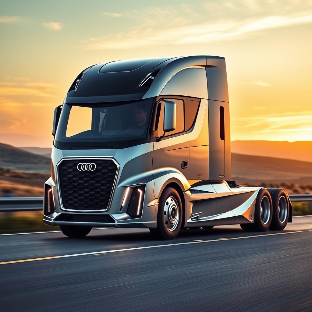 A state-of-the-art semi-truck inspired by Audi's elegant and sporty design philosophy