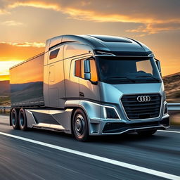 A state-of-the-art semi-truck inspired by Audi's elegant and sporty design philosophy