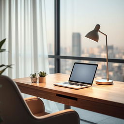 A minimalistic, modern workspace with elegant design elements